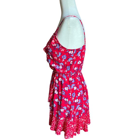 Express Strappy Ruffle Red Floral Sundress Women's Size S Mini Country Flounce - Picture 2 of 9
